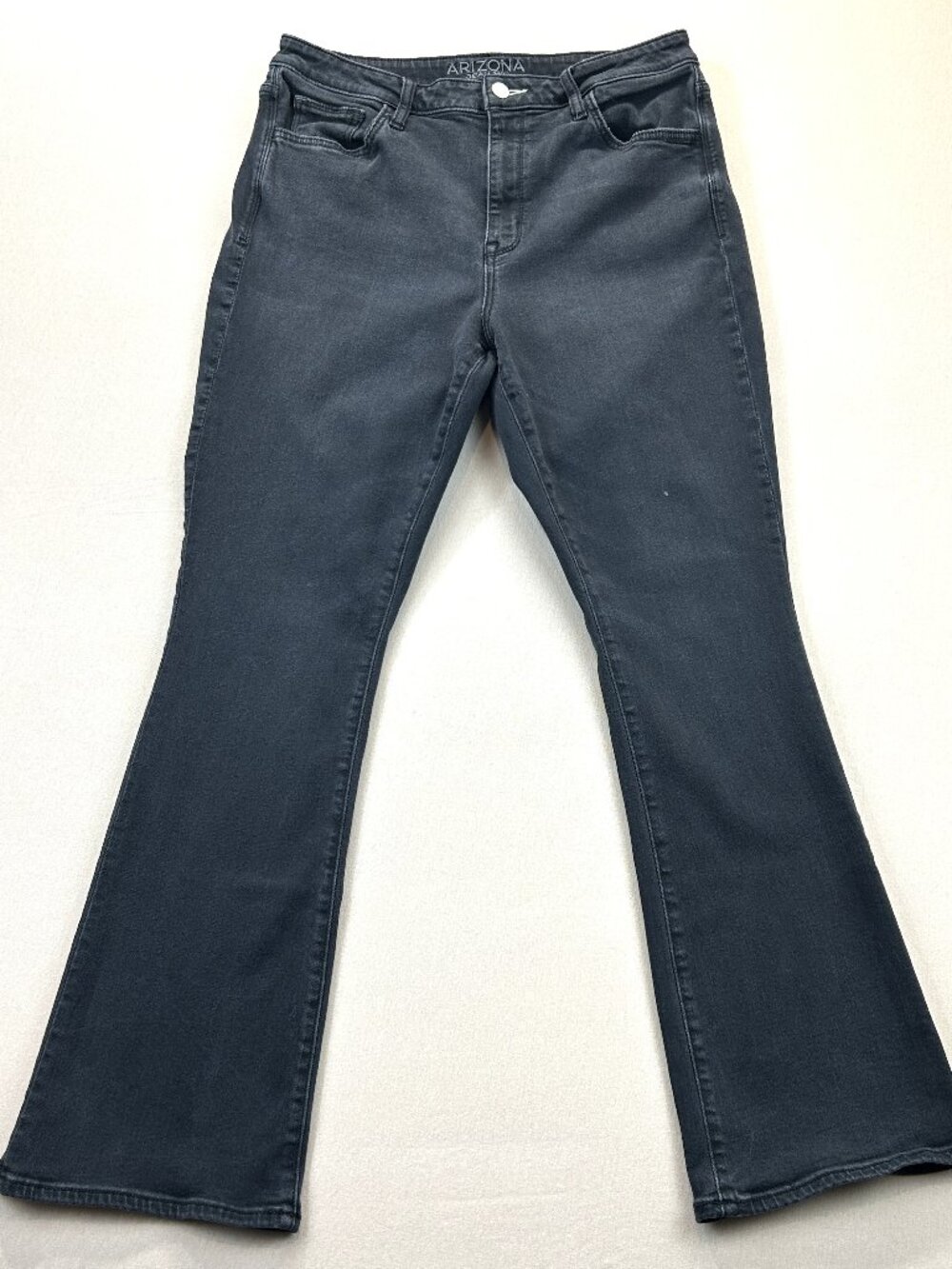 Arizona Jeans Womens Size 13 Short Black Denim Hi Rise Bootcut Stretch